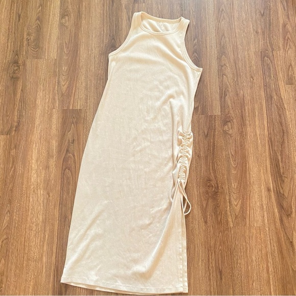 aerie Dresses & Skirts - Aerie Cream Halter‎ Sheath Midi Dress